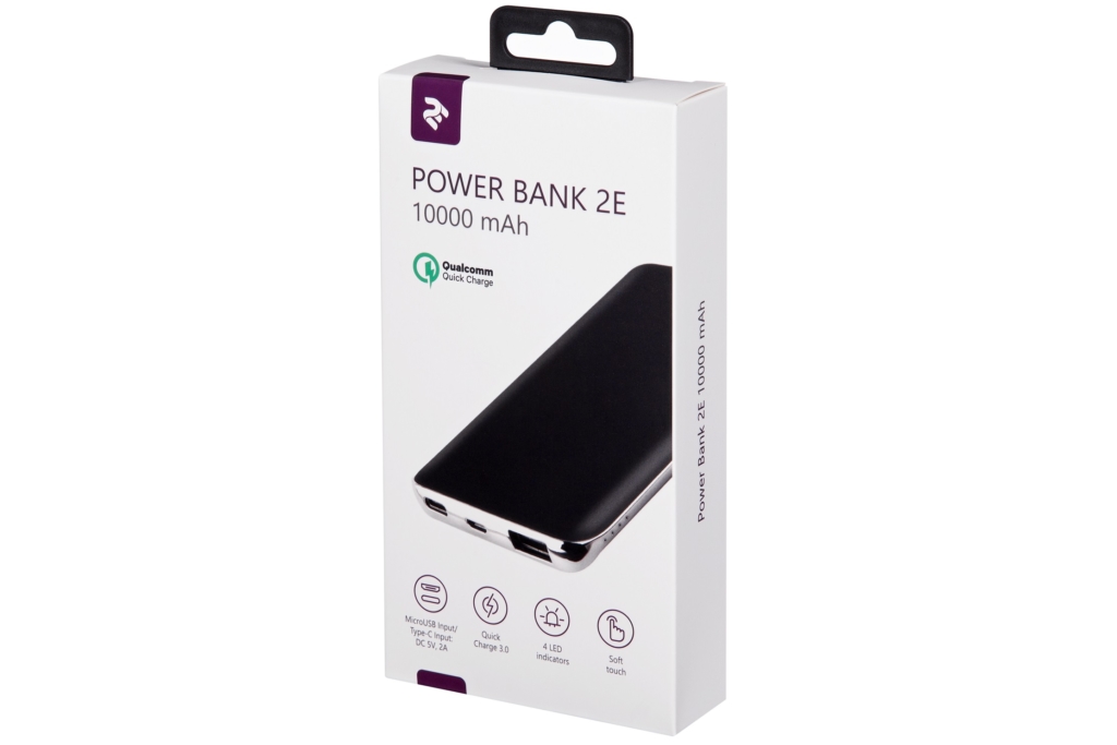 Power Bank 2E 10000 мАч Black Quick Charge