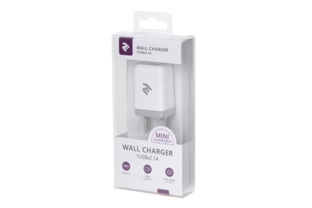 2E Wall Charger 1USBx2.1A White