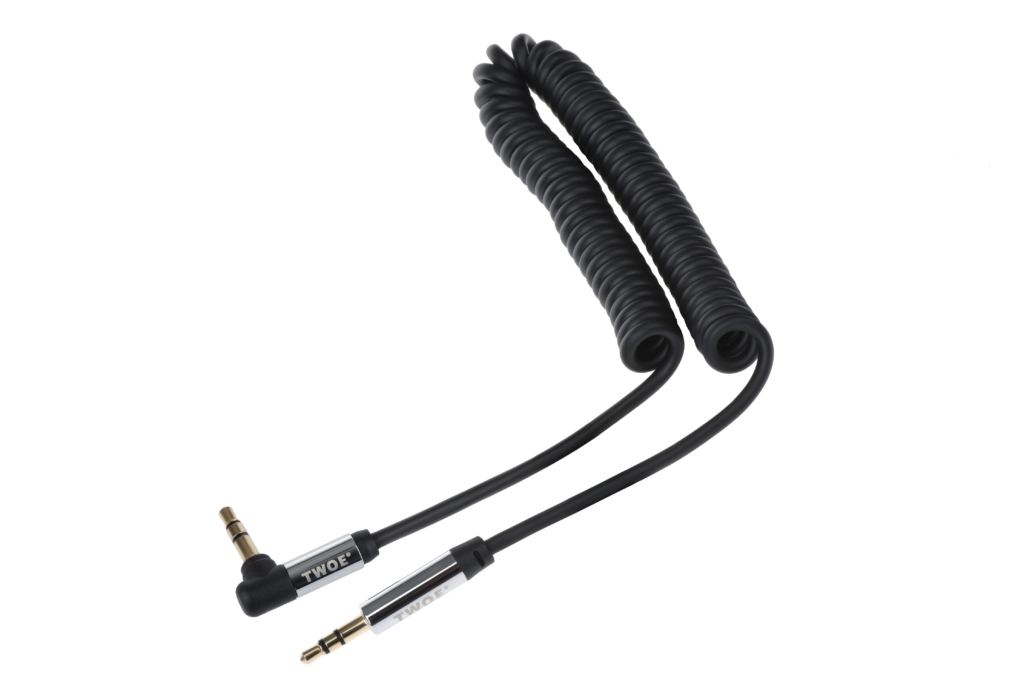 Кабель 2E аудио (jack 3.5мм-M/jack 3.5мм-M) right angel, Coiled 1.8м Black