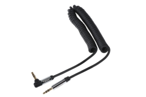 Кабель 2E аудио (jack 3.5мм-M/jack 3.5мм-M) right angel, Coiled 1.8м Black