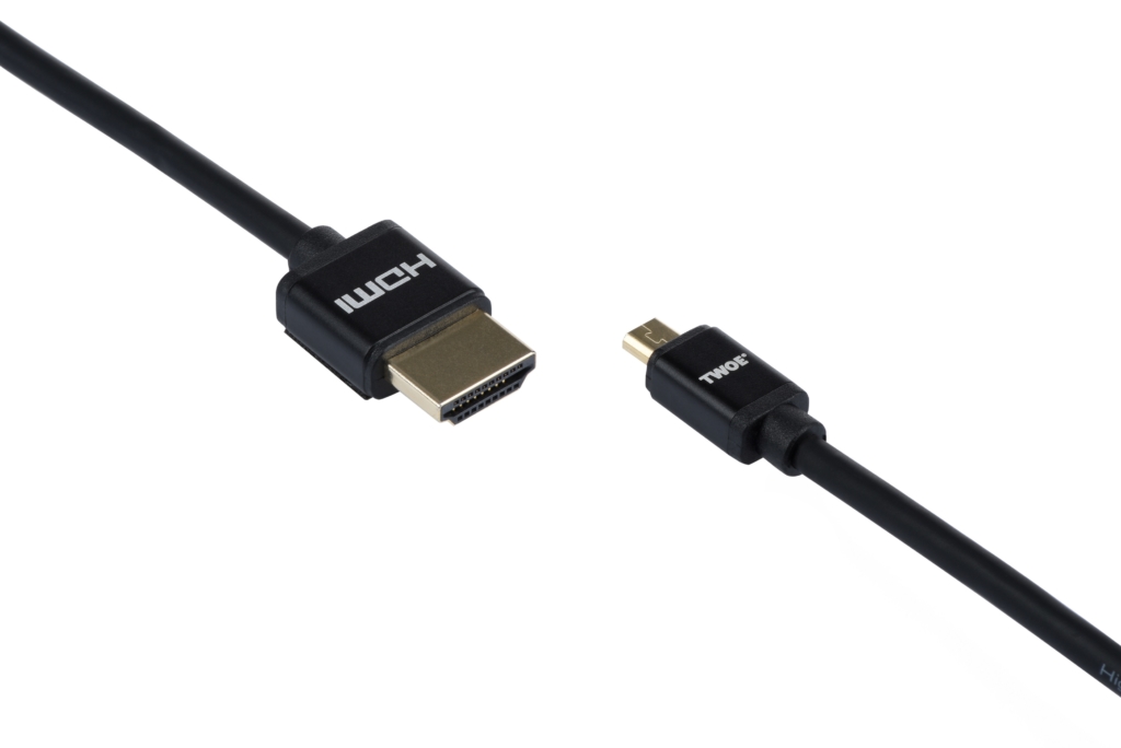 Cable 2Е Ultra Slim HDMI 1.4 (AM/miniAM) High Speed, Alumium Black 2m