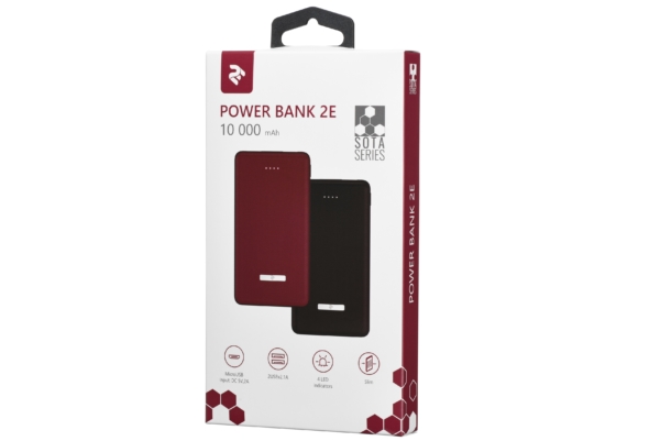 Power Bank 2Е SOTA series Slim 10000 mAh Red