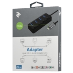 2E Хаб USB-C > 4xUSB-A, 0.25м, чорний