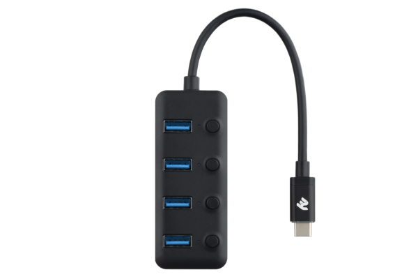 2E Хаб USB-C > 4xUSB-A, 0.25м, чорний