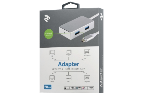 Adapter 2Е Type-C to 4xUSB3.0, Hub Aluminum, 0.20 m