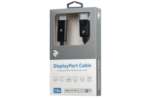 Кабель 2Е DisplayPort to HDMI (AM/AM), 1.8 м