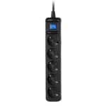 Surge Protector 2E with 5 sockets and a switch 3G1.0, 3m, black