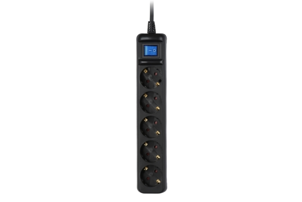 Surge Protector 2E with 5 sockets and a switch 3G1.0, 3m, black