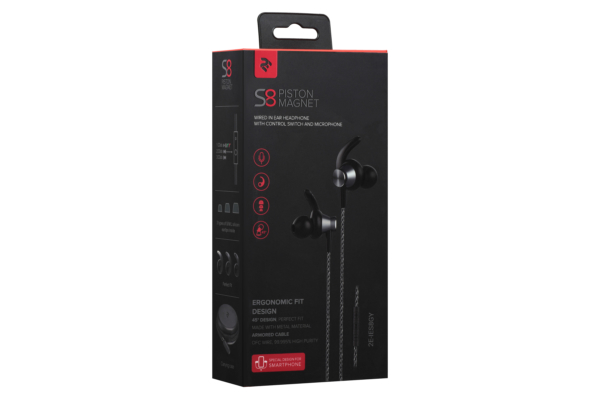 Earphones 2E S8 Piston Magnet, Grey