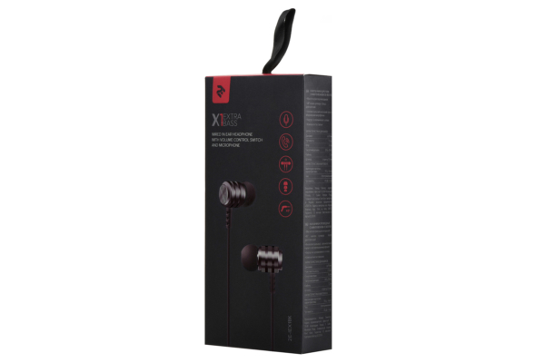 Earphones 2E X1 Extra Bass, Black