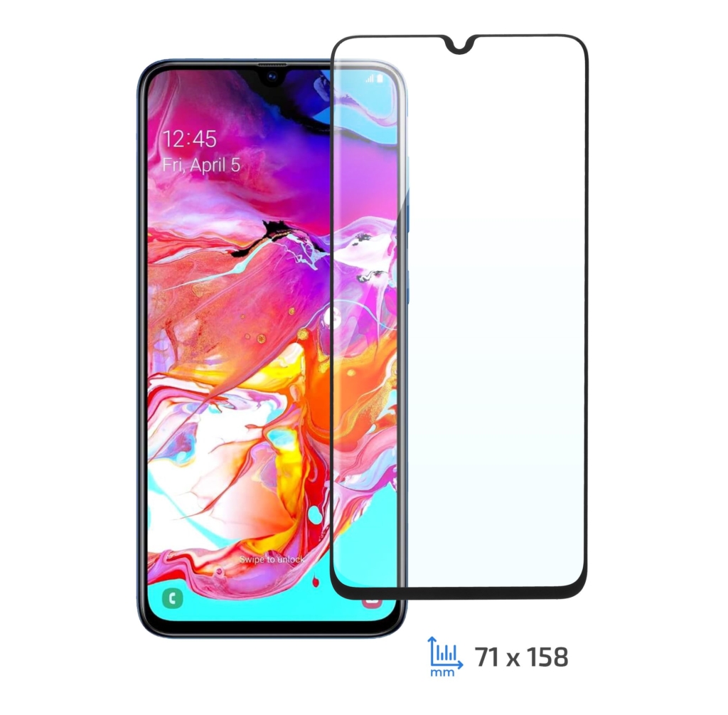 Protective Glass 2E Basic for Samsung Galaxy A70, 3D FG, Black