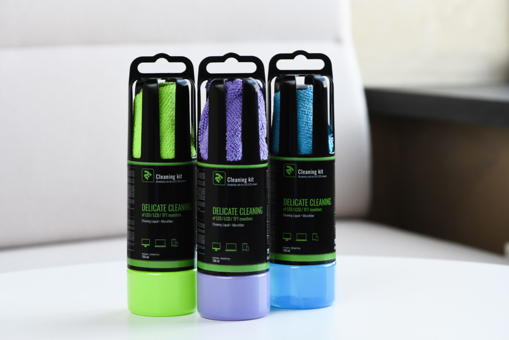 2E Lux Green cleaning kit — 100 ml liquid and 15×15 cm microfiber cloth