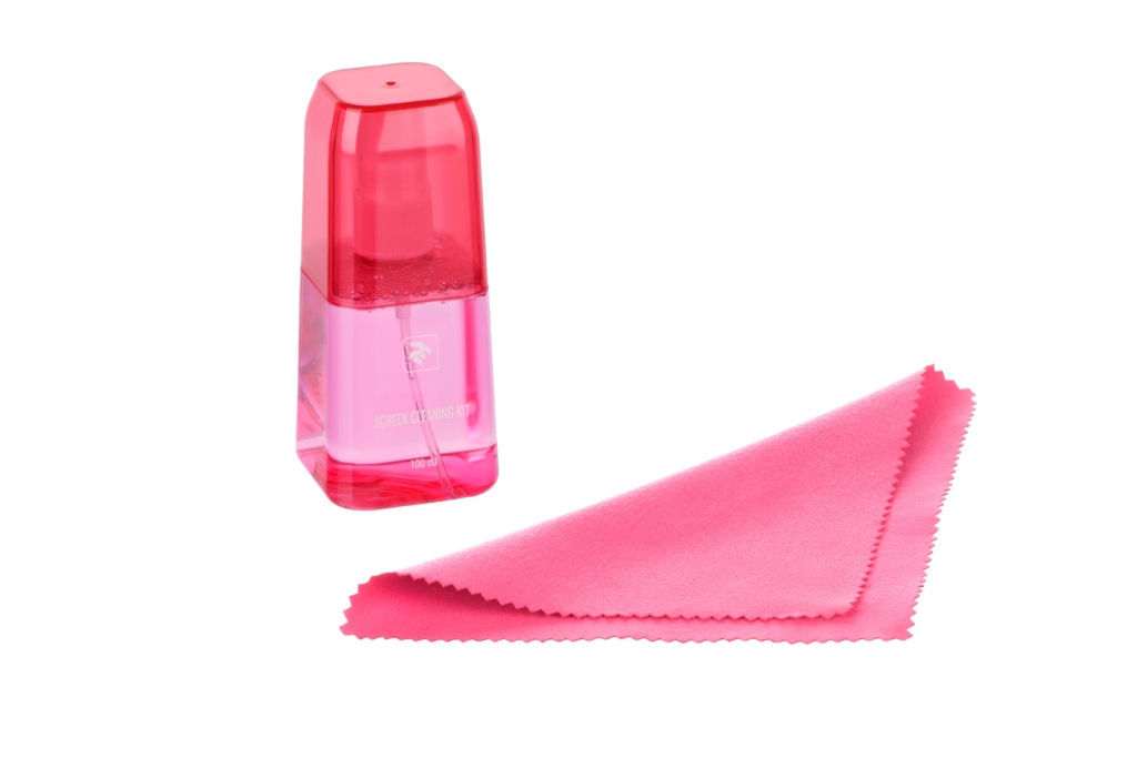 2E Lux Red cleaning kit — 100 ml liquid and 15×15 cm microfiber cloth