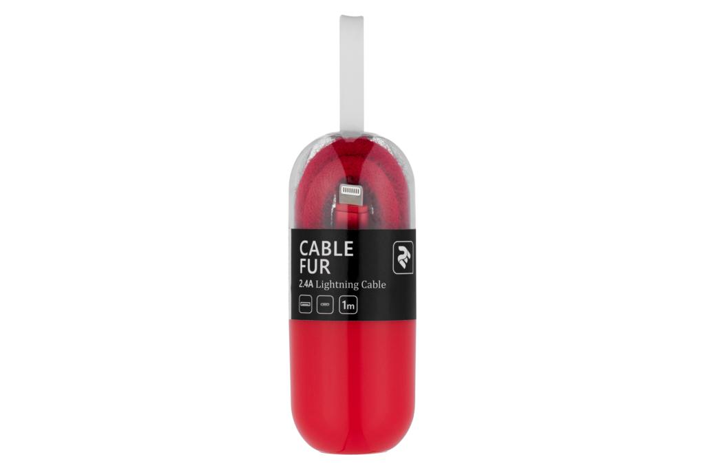 2E Fur USB 2.0 to Lightning Cable, 1m, Red