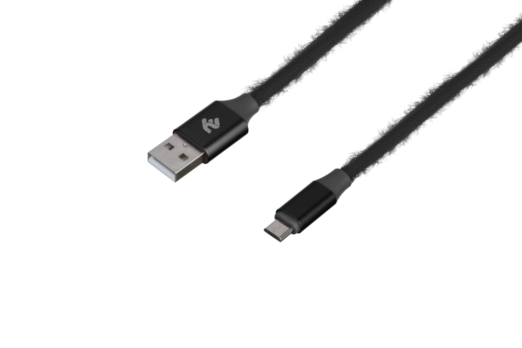 Кабель 2E Fur USB 2.0 to MicroUSB Cable, 1м, Black