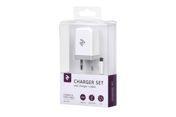 Network Charger USB Wall Charger+Cable MicroUSB, White