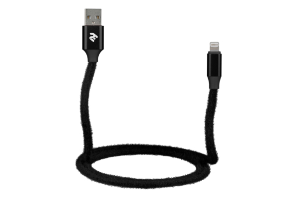 Кабель 2E Fur USB 2.0 to Lightning Cable, 1м, Black