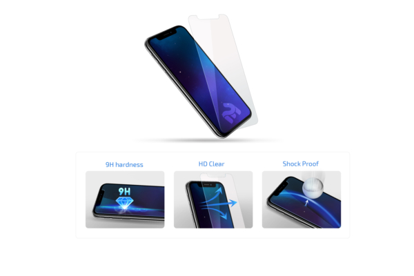 2E 3 in 1 Protective glass set for Samsung Galaxy A20s, 2.5D, Clear