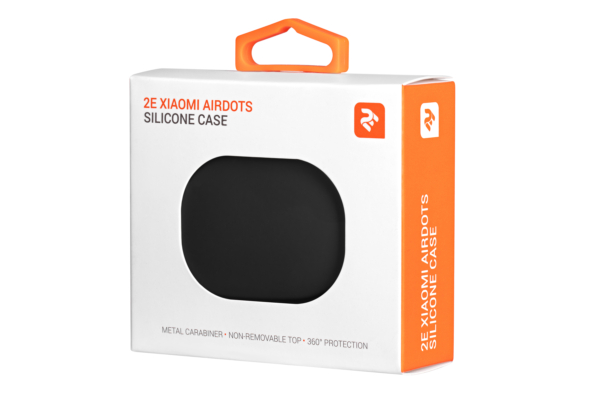 2E earphone case for Xiaomi AirDots, Pure Color Silicone (1.5mm), Black