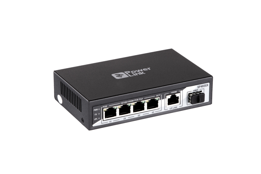 Switch 2E PowerLink SP402GX 5xGE, 1xSFP (4xGE PoE, 1xGE, 1xSFP Uplink, 65W), unguided