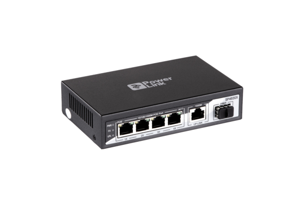 Switch 2E PowerLink SP402GX 5xGE, 1xSFP (4xGE PoE, 1xGE, 1xSFP Uplink, 65W), unguided