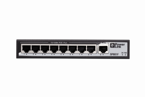2E Комутатор PowerLink SP801F 9xFE (8xFE PoE, 1xFE Uplink, 104W), некерований