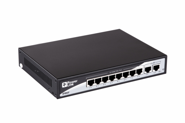 Switch 2E PowerLink SP802F 10xFE (8xFE PoE, 2xFE Uplink, 150W), unguided
