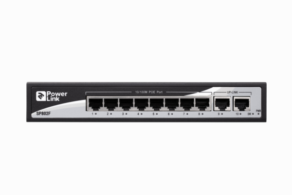 Switch 2E PowerLink SP802F 10xFE (8xFE PoE, 2xFE Uplink, 150W), unguided