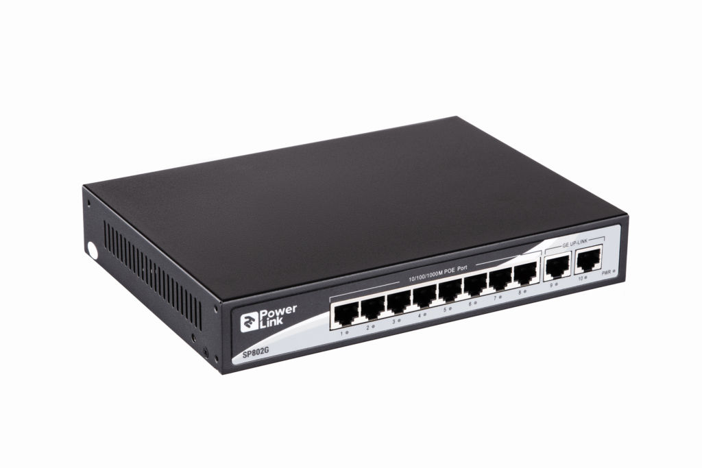 2E Комутатор PowerLink SP802G 10xGE (8xGE PoE, 2xGE Uplink, 150W), некерований