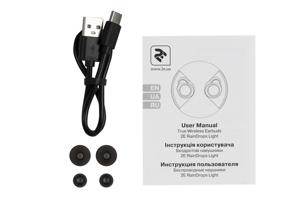 Earbuds 2E RainDrops Light True Wireless, Black