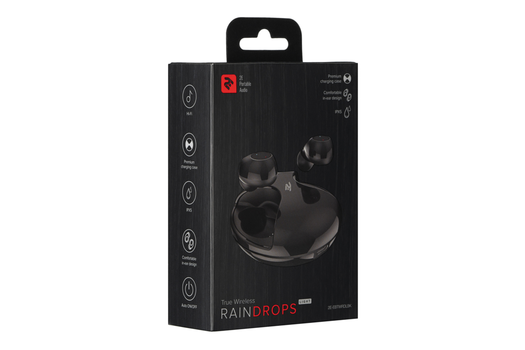 Earbuds 2E RainDrops Light True Wireless, Black