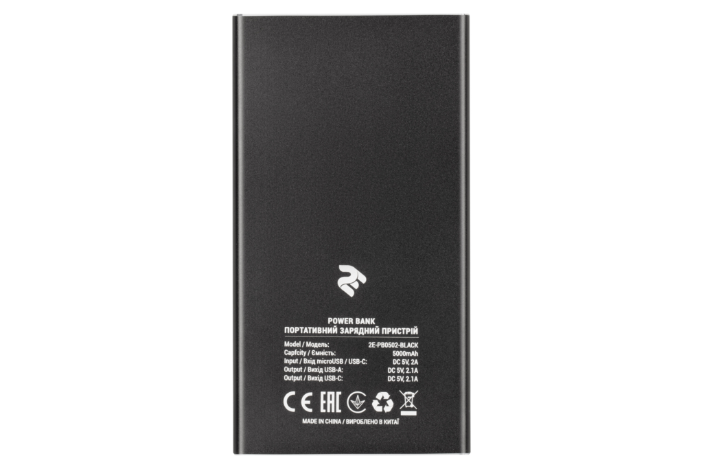 Power Bank 2Е 5000 mAh Metal surface Black