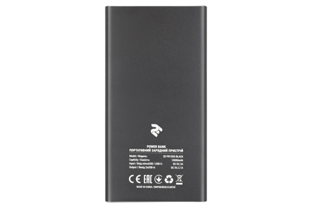 Power Bank 2Е 10000 мАг Metal surface Black