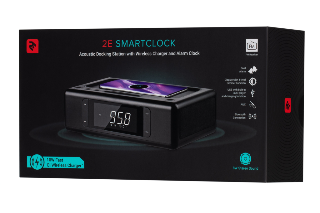 Acoustic Docking Station 2E SmartClock Wireless Charging, Black