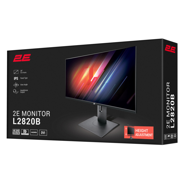 2E Монітор 28″ L2820B 2xHDMI, DP, IPS, NTSC 84%, 3840×2160, FreeSync, Pivot