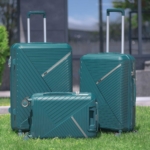 2E Plastic Suitcases Set, SIGMA, (L+M+S), 4 Wheels, Aqua Marine
