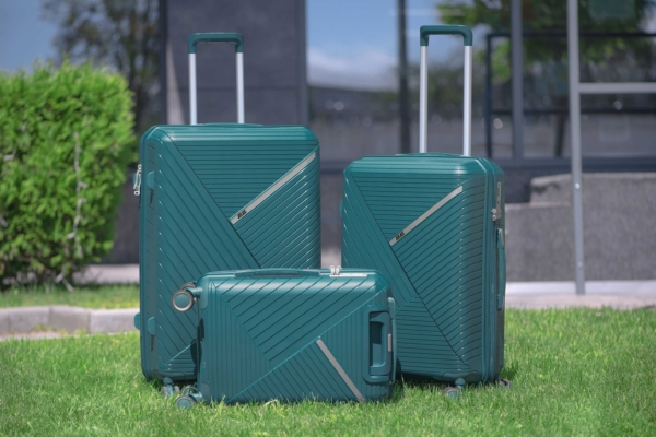 2E Plastic Suitcases Set, SIGMA, (L+M+S), 4 Wheels, Aqua Marine