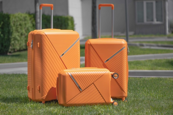 2E Plastic Suitcase, SIGMA, M, 4 Wheels, Orange