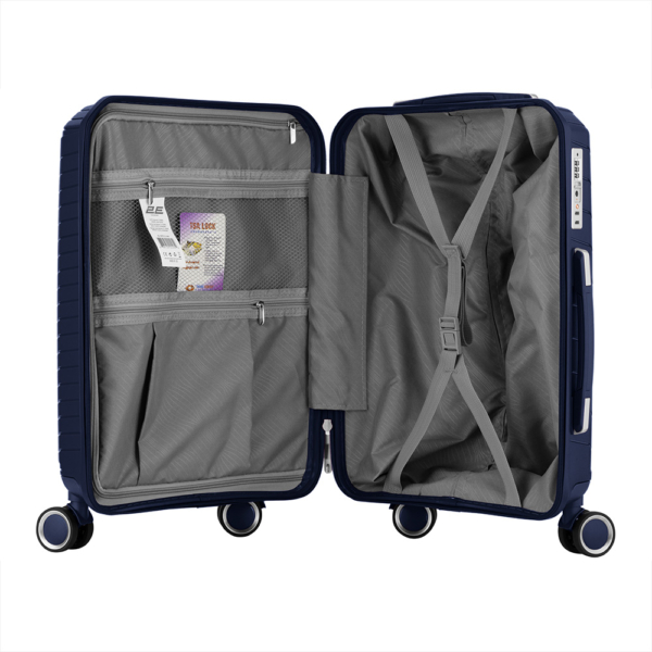 2E Plastic Suitcase, SIGMA, S, 4 Wheels, Navy Blue