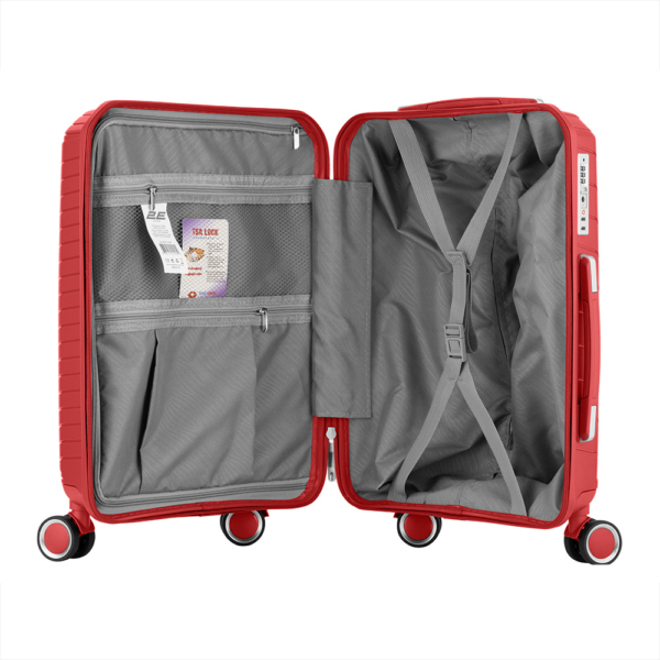 2E Plastic Suitcase, SIGMA, S, 4 Wheels, Red