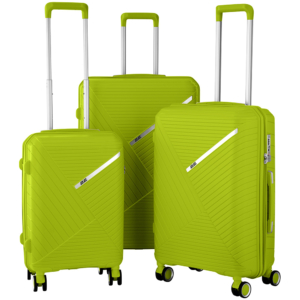 2E Plastic Suitcases Set, SIGMA, (L+M+S), 4 Wheels, Apple Green