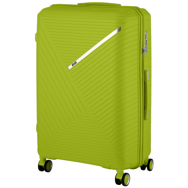 2E Plastic Suitcases Set, SIGMA, (L+M+S), 4 Wheels, Apple Green