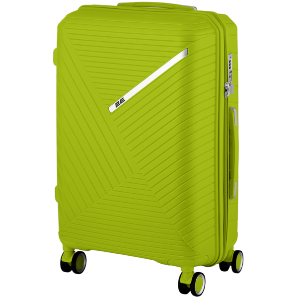 2E Plastic Suitcases Set, SIGMA, (L+M+S), 4 Wheels, Apple Green