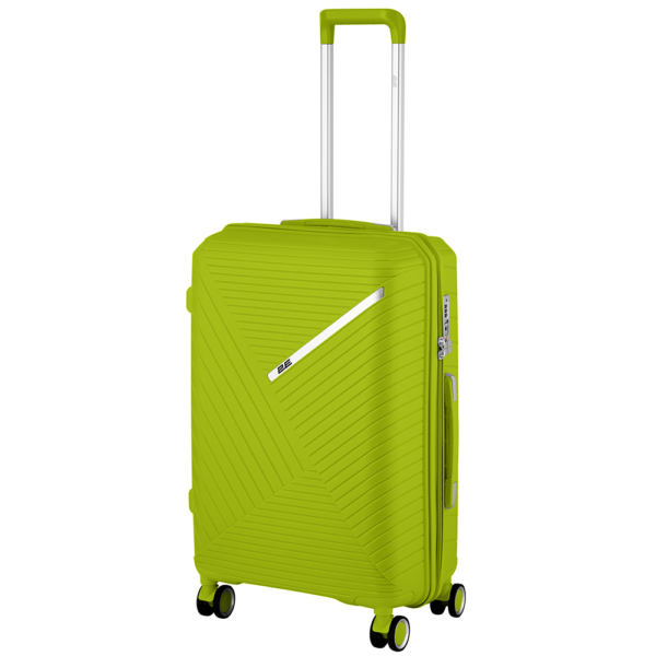 2E Plastic Suitcases Set, SIGMA, (L+M+S), 4 Wheels, Apple Green