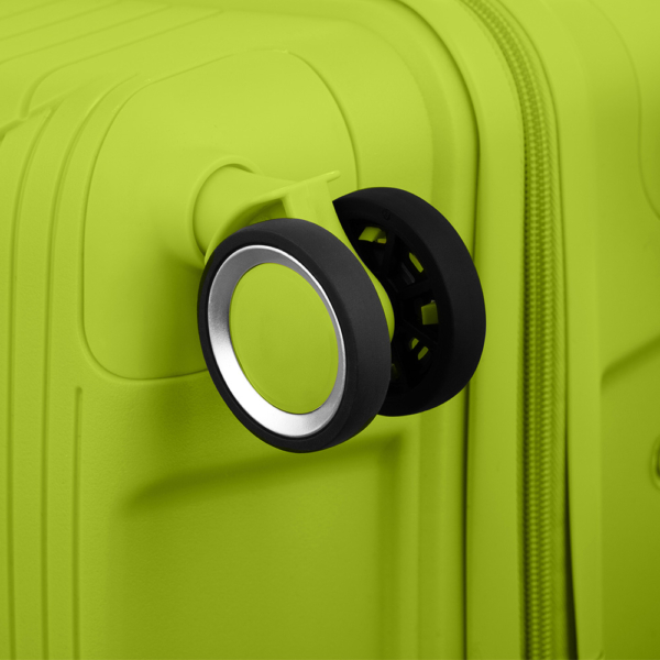 2E Plastic Suitcases Set, SIGMA, (L+M+S), 4 Wheels, Apple Green