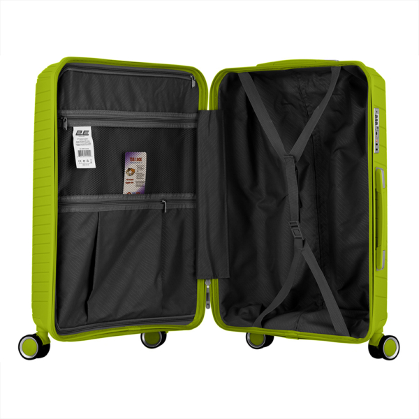 2E Plastic Suitcases Set, SIGMA, (L+M+S), 4 Wheels, Apple Green