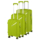 2E Plastic Suitcases Set, SIGMA, (L+M+S), 4 Wheels, Apple Green