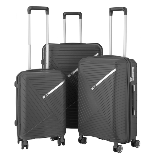 2E Plastic Suitcases Set, SIGMA, (L+M+S), 4 Wheels, Graphite