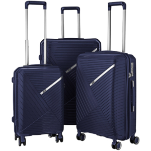 2E Plastic Suitcases Set, SIGMA, (L+M+S), 4 Wheels, Navy Blue