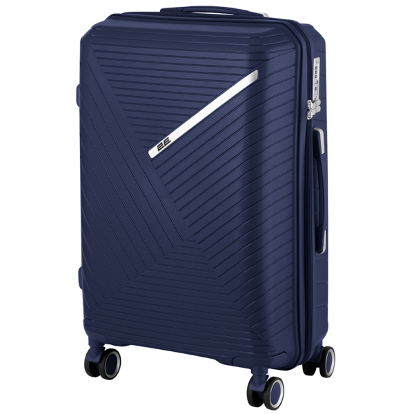 2E Plastic Suitcases Set, SIGMA, (L+M+S), 4 Wheels, Navy Blue
